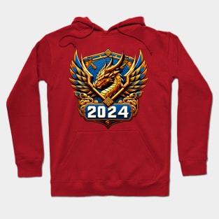 Wooden Gold Blue Dragon 2024 No.3 Hoodie